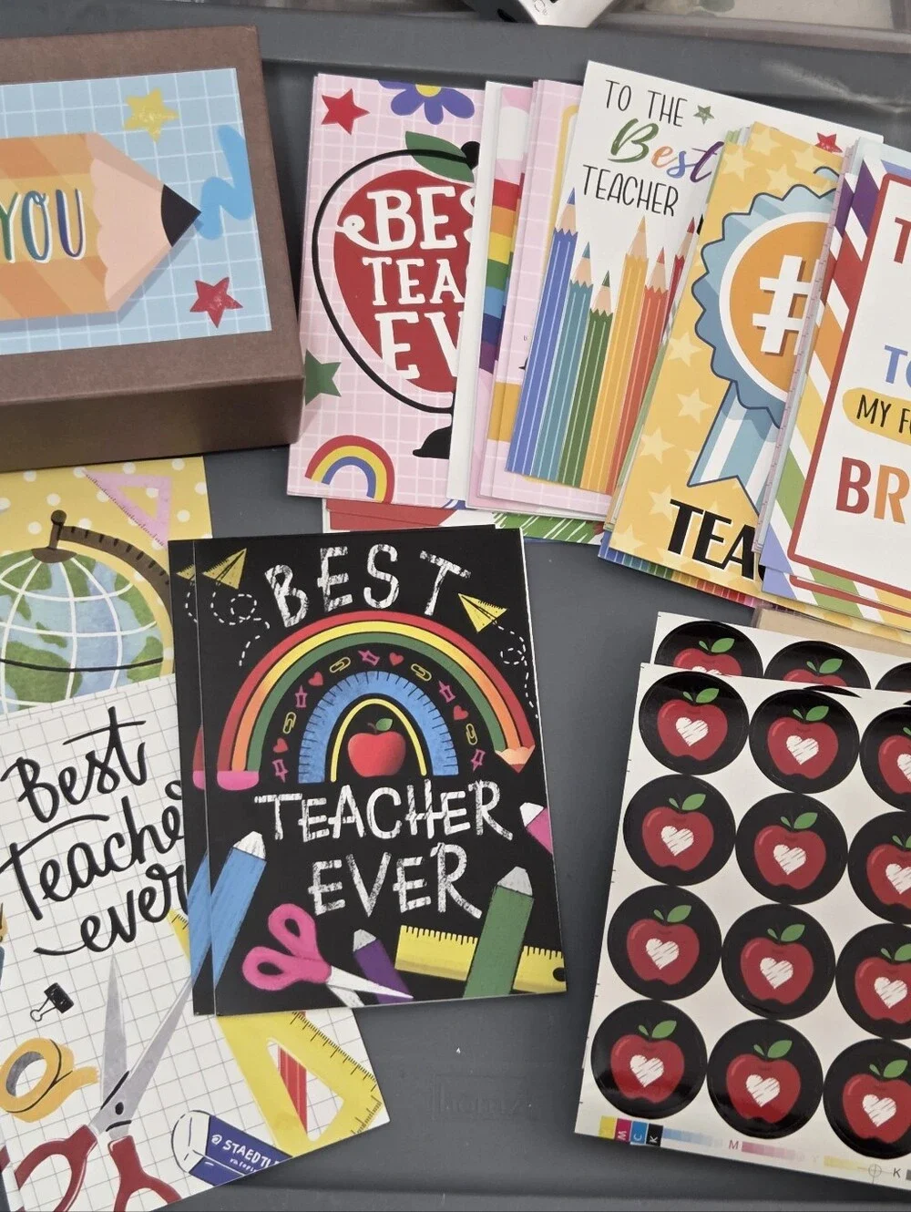 Best Teacher Ever Greeting Cards Pack Set Lot Box New